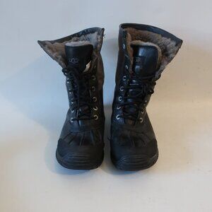 Womens UGG 1906 Adirondack Black, Gray Leather Snow Boots 10